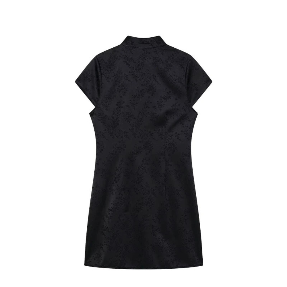 ZARA Ladies Summer New Chinese Style Stand Collar Single Breasted Dress - Picture 5 of 5